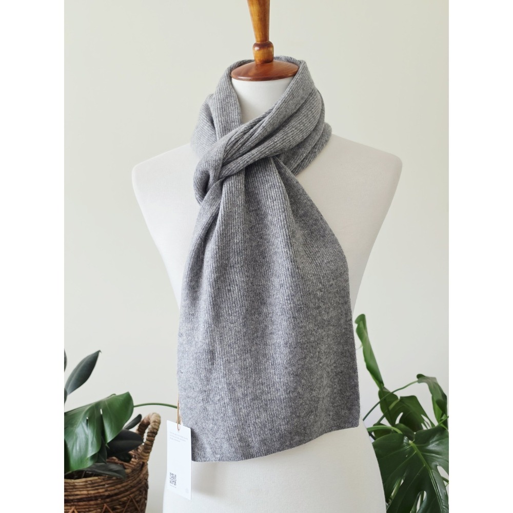 NWT Quince Mongolian Cashmere Scarf Heather Gray Ribbed Scarf One‎ Size